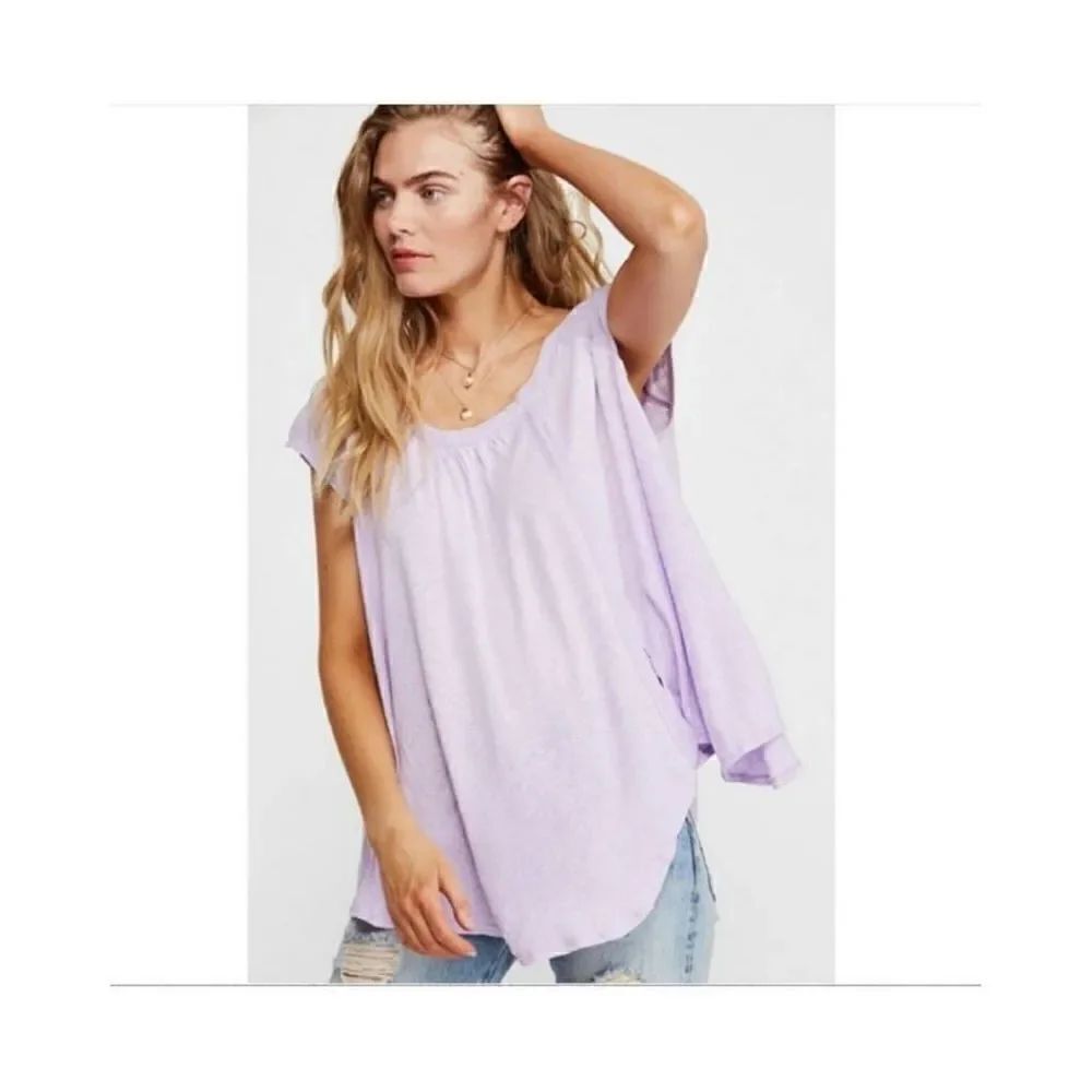 Free people womens Sz XS lilac keep it casual tee relax fit